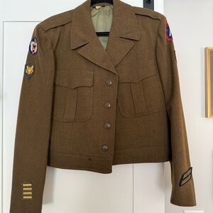 Vintage US Military Wool Jacket in Olive Brown
